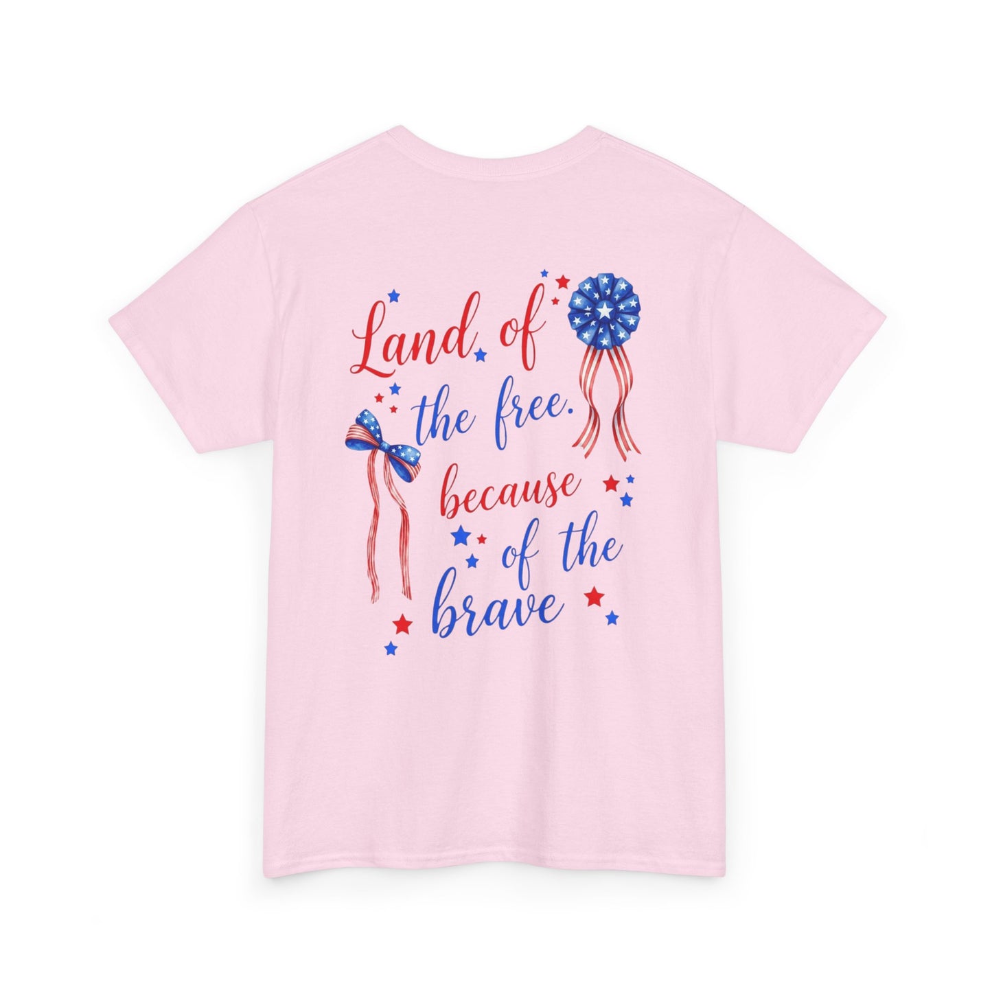 Land of the Free Because of the Brave T-Shirt | Patriotic Ribbon Design