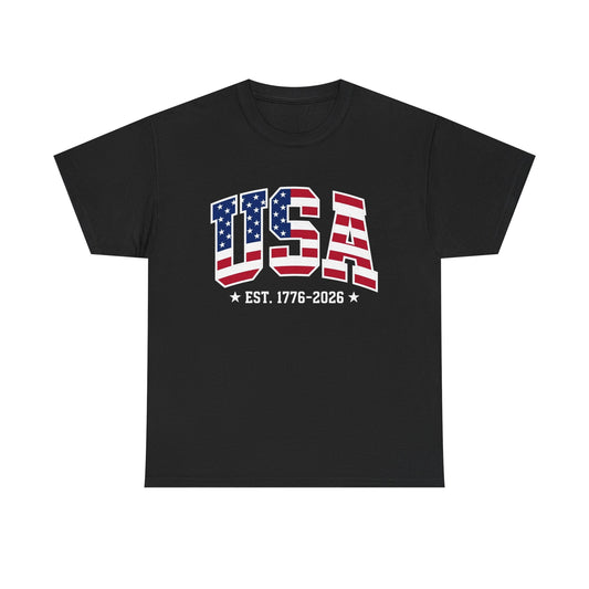 USA Letters T-Shirt | EST. 1776-2026 Patriotic Tee