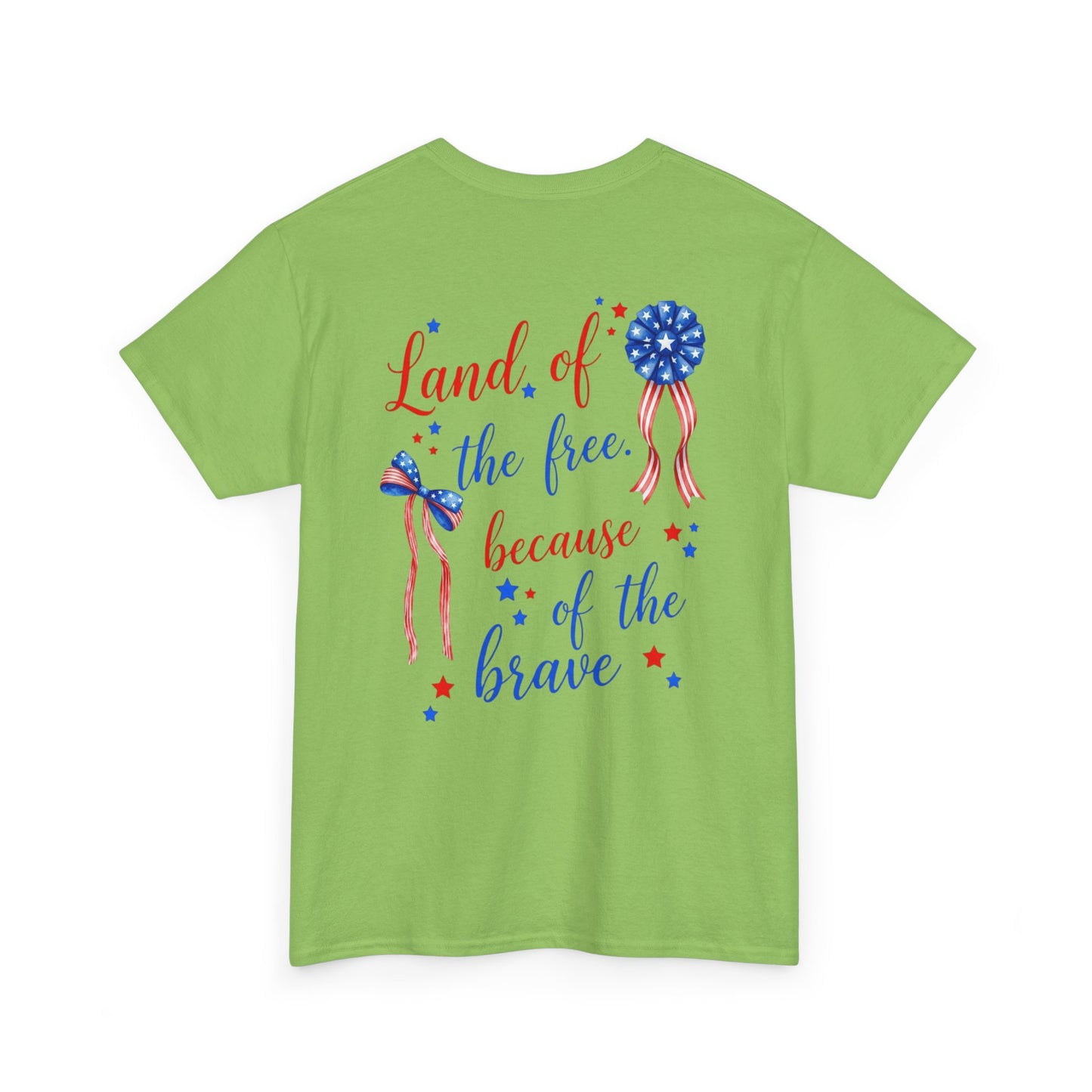 Land of the Free Because of the Brave T-Shirt | Patriotic Ribbon Design