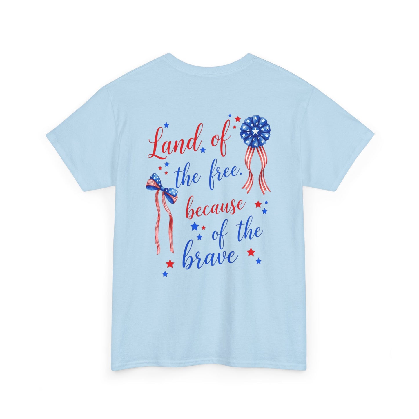 Land of the Free Because of the Brave T-Shirt | Patriotic Ribbon Design