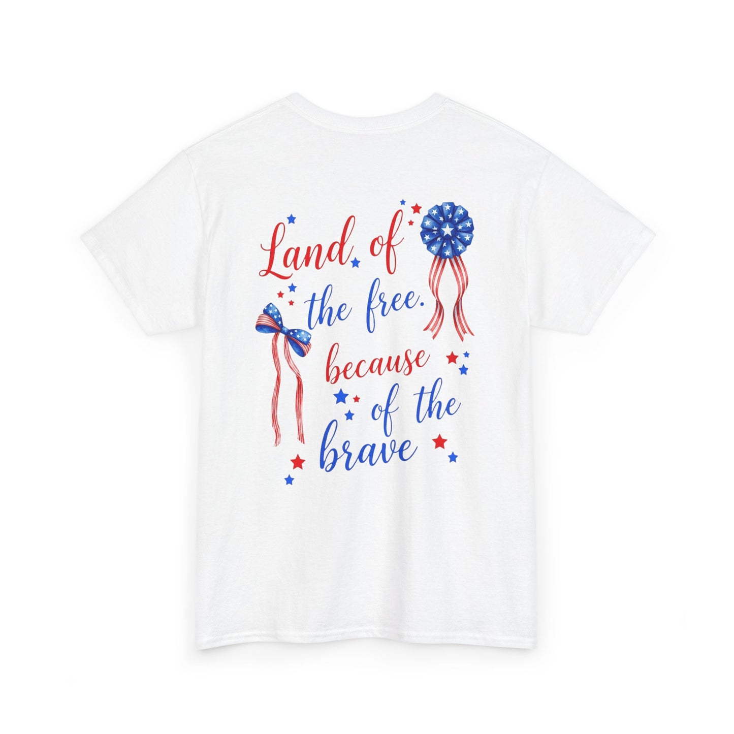 Land of the Free Because of the Brave T-Shirt | Patriotic Ribbon Design