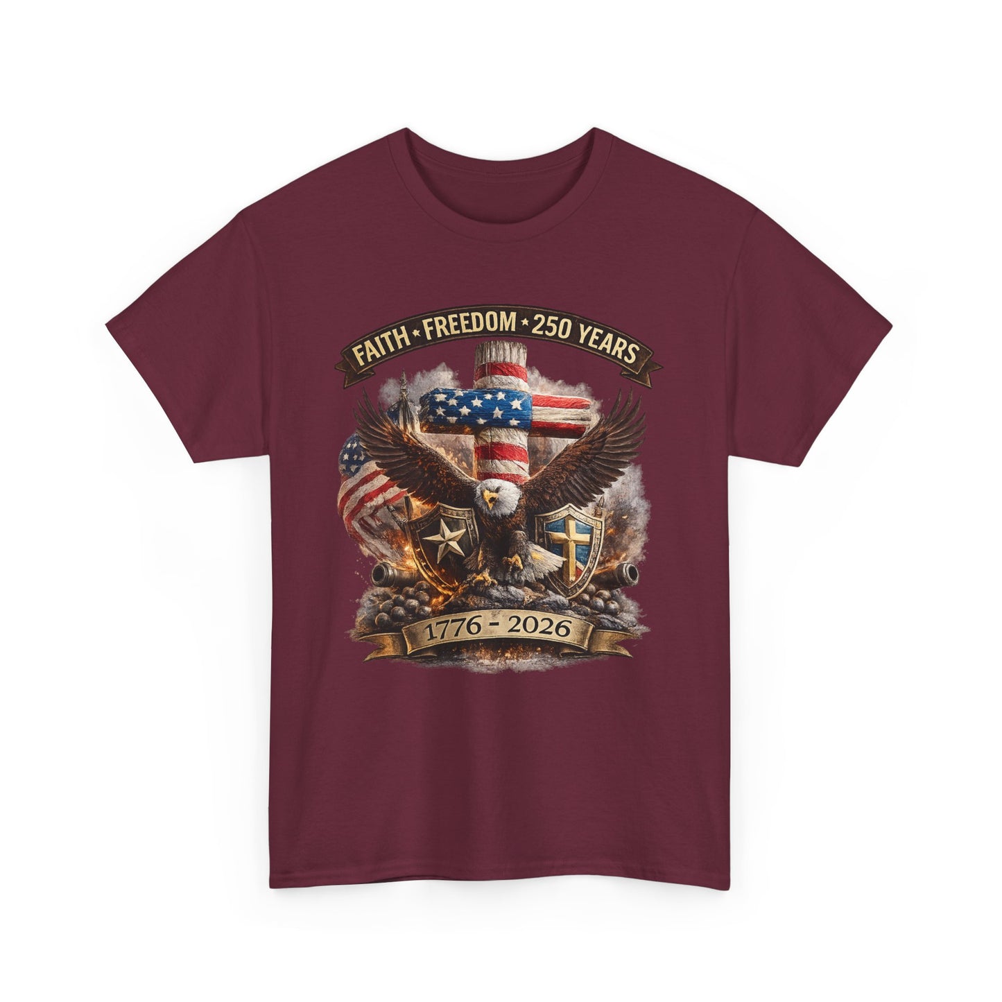 Patriotic Bald Eagle 1776-2026 T-Shirt | American Flag Freedom Tee