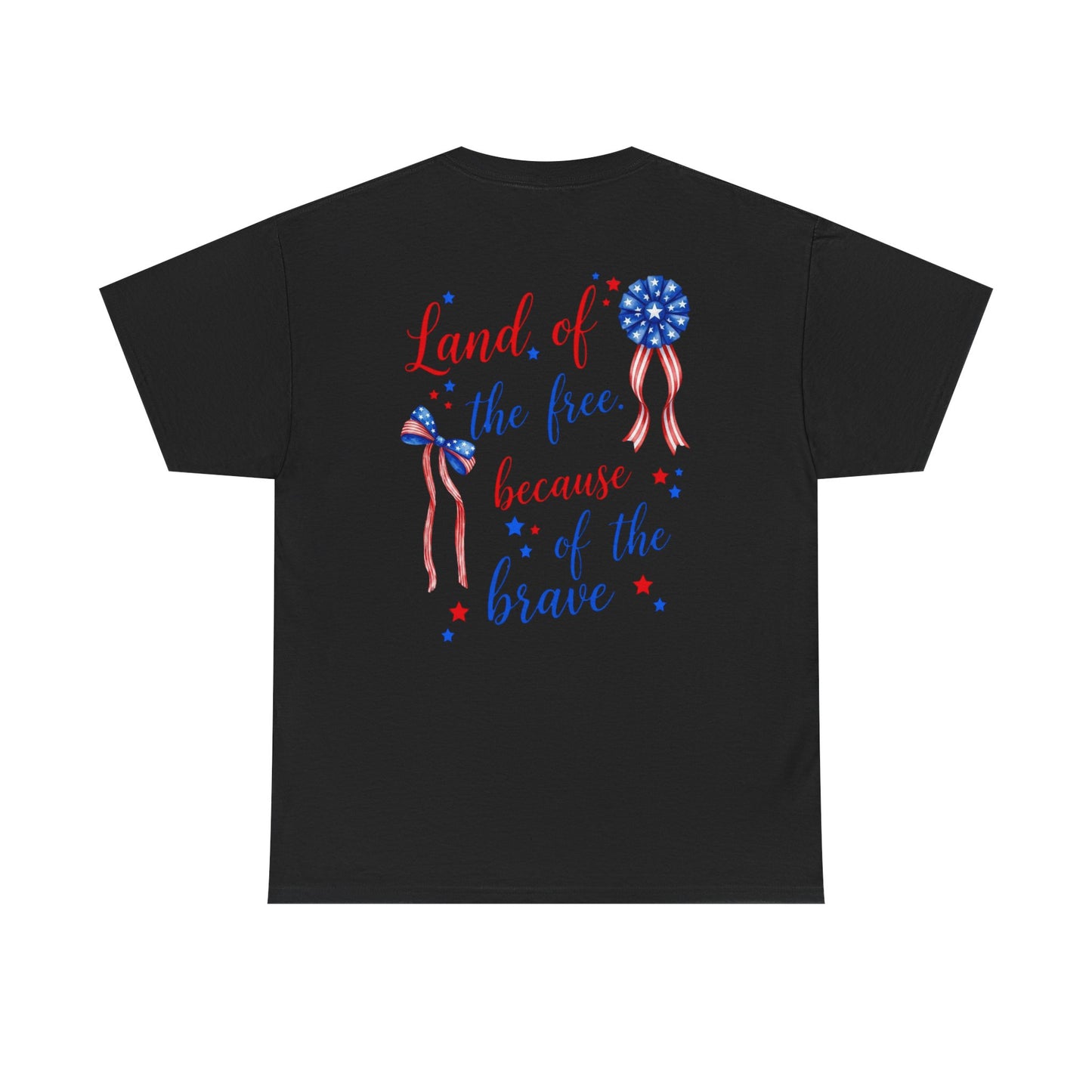 Land of the Free Because of the Brave T-Shirt | Patriotic Ribbon Design
