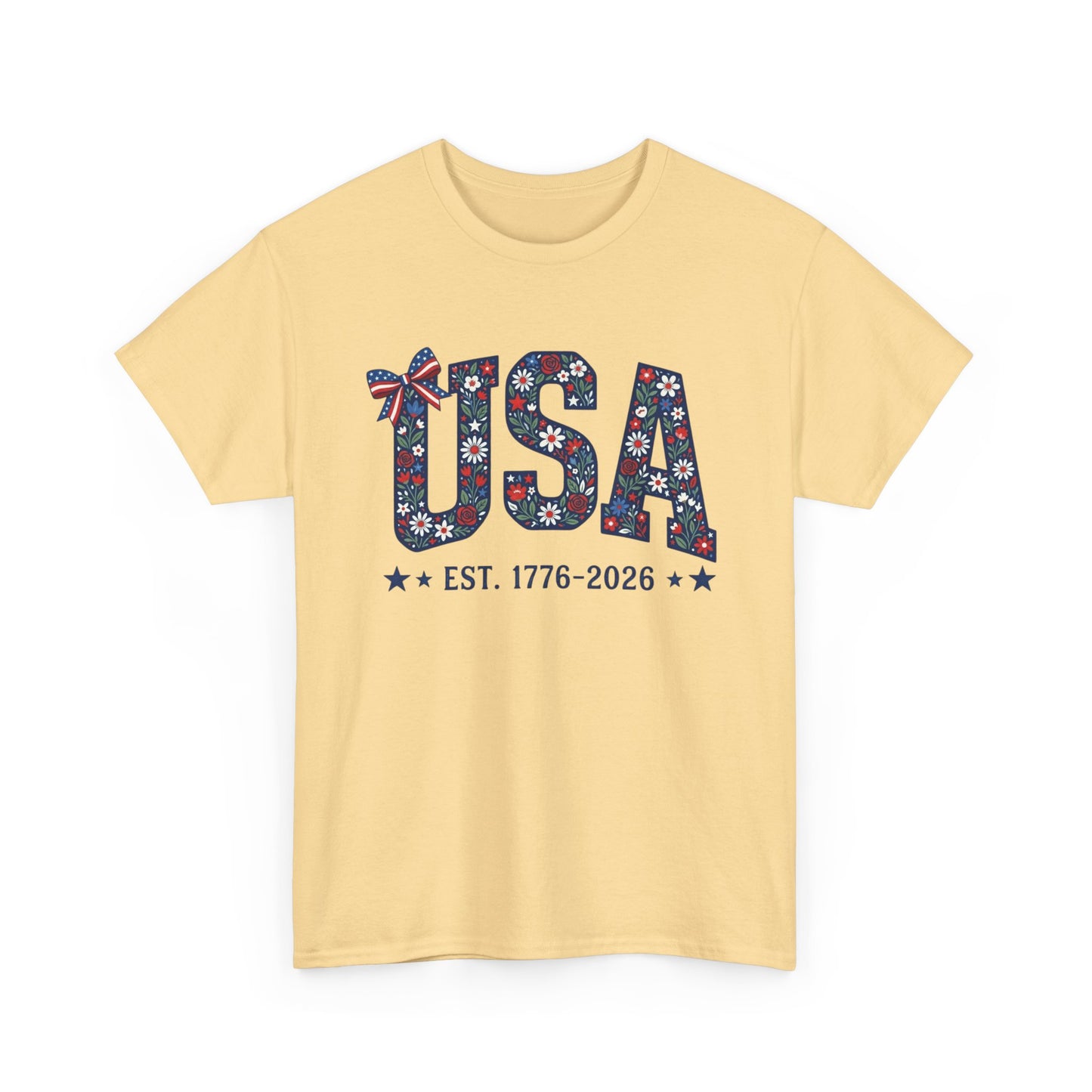 USA Floral Patriotic Tee | EST. 1776 2026