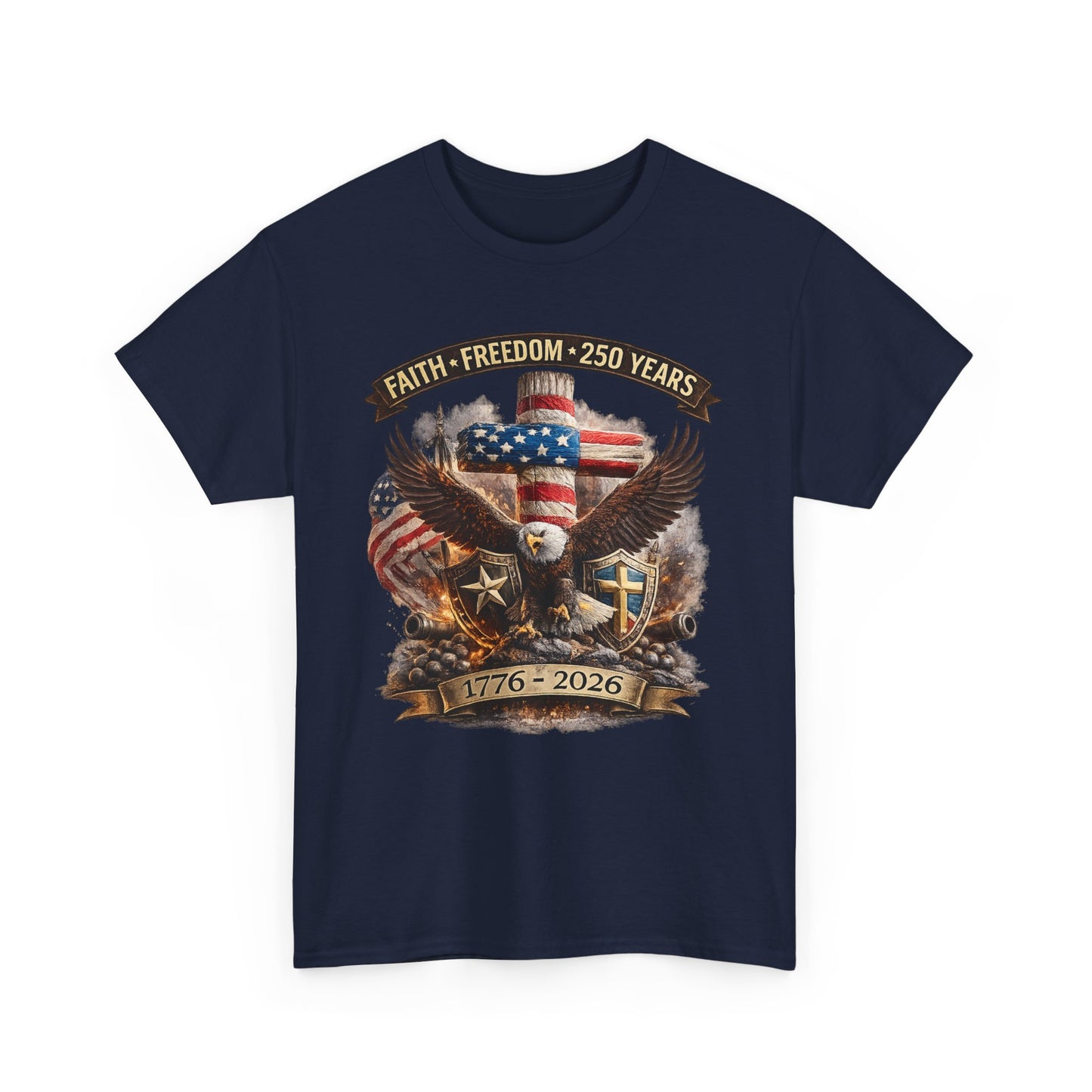 Patriotic Bald Eagle 1776-2026 T-Shirt | American Flag Freedom Tee