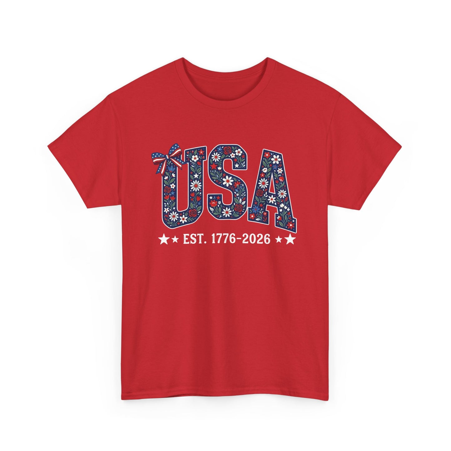 USA Floral Patriotic Tee | EST. 1776 2026
