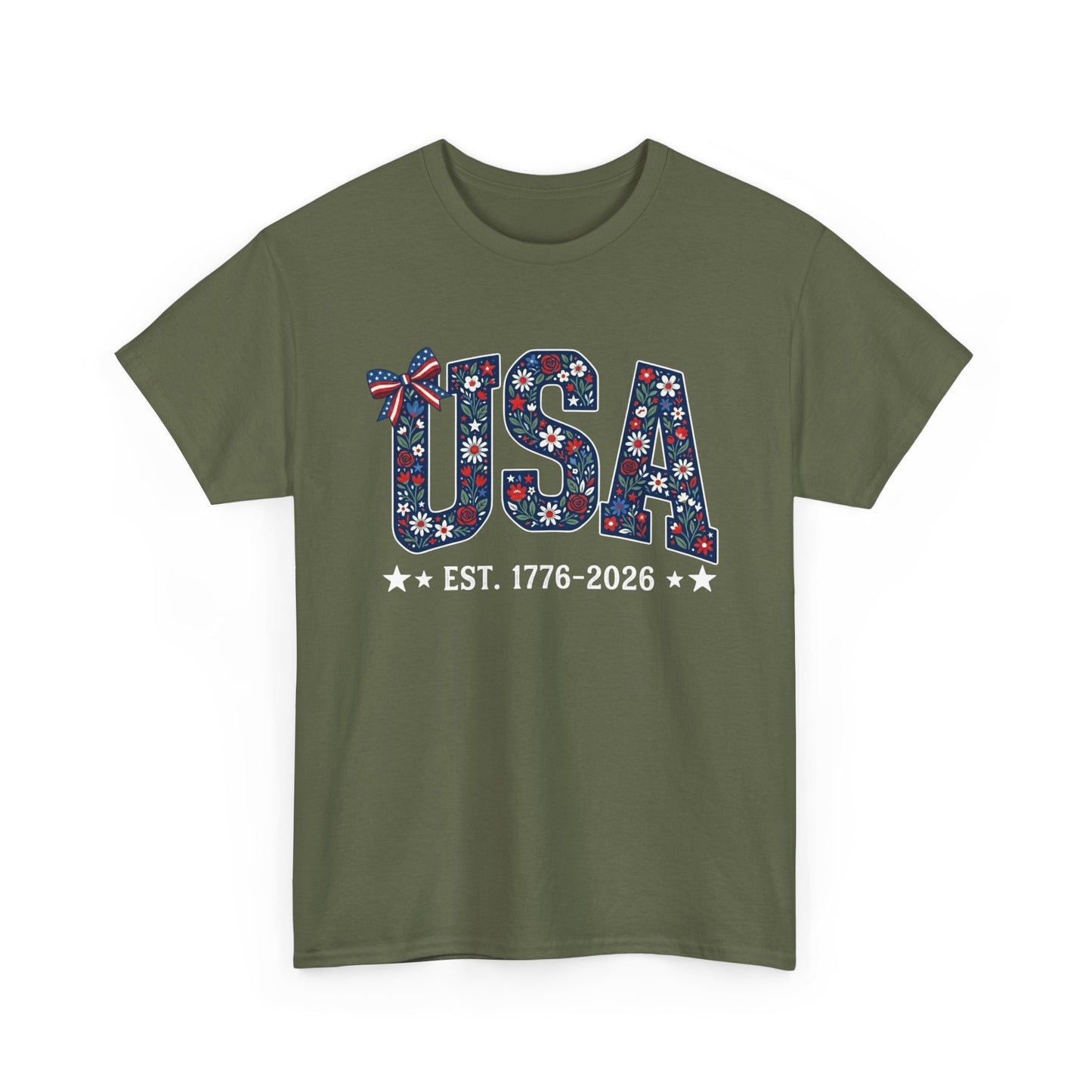 USA Floral Patriotic Tee | EST. 1776 2026