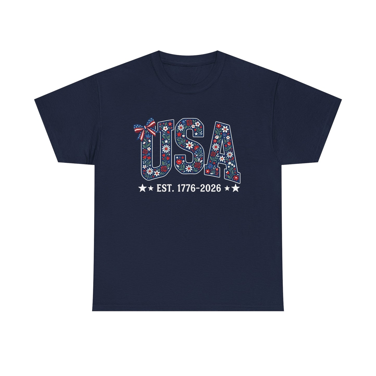 USA Floral Patriotic Tee | EST. 1776 2026
