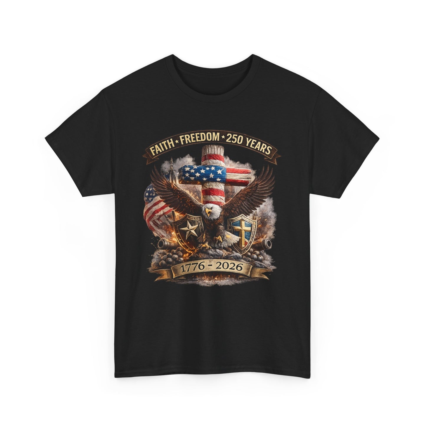 Patriotic Bald Eagle 1776-2026 T-Shirt | American Flag Freedom Tee