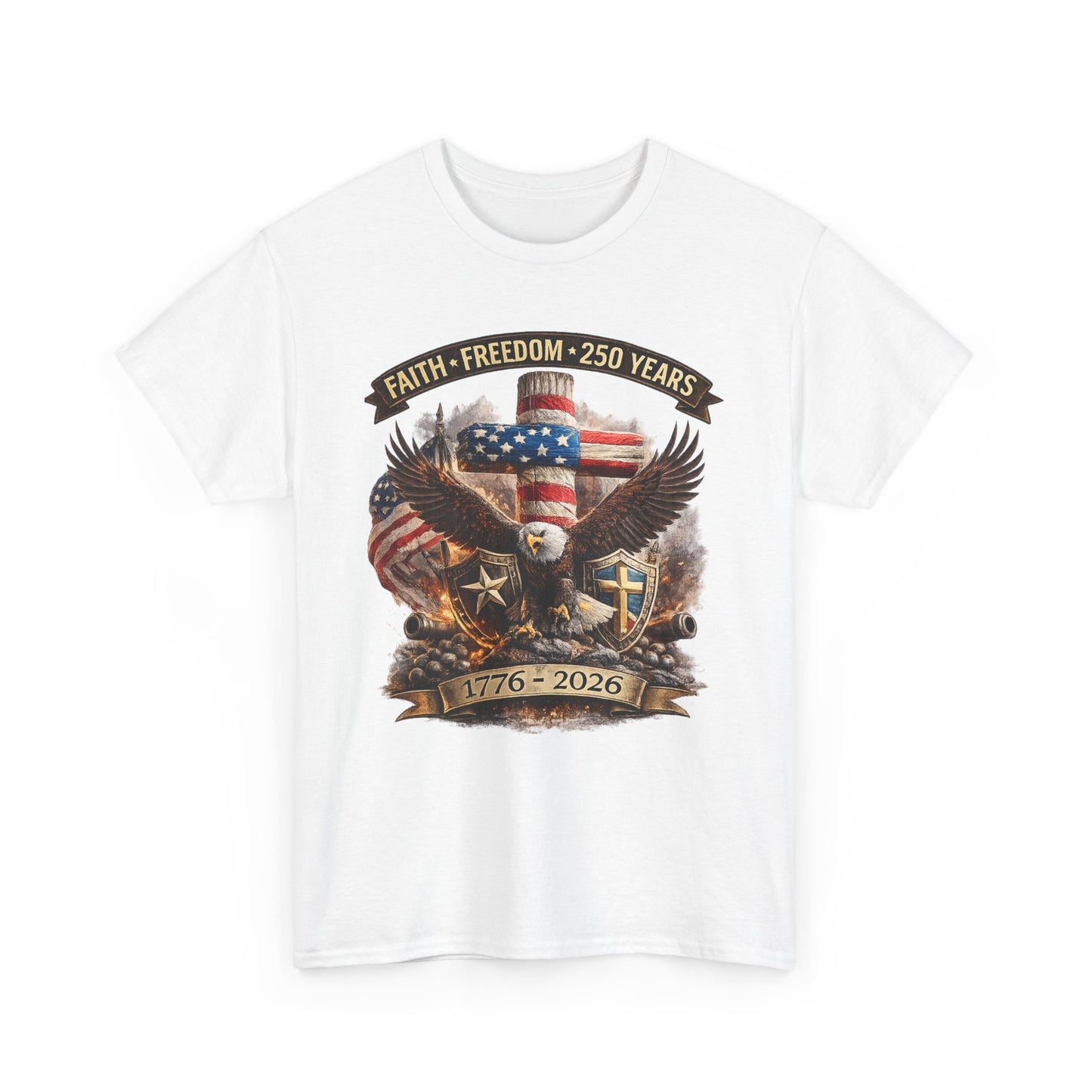 Patriotic Bald Eagle 1776-2026 T-Shirt | American Flag Freedom Tee