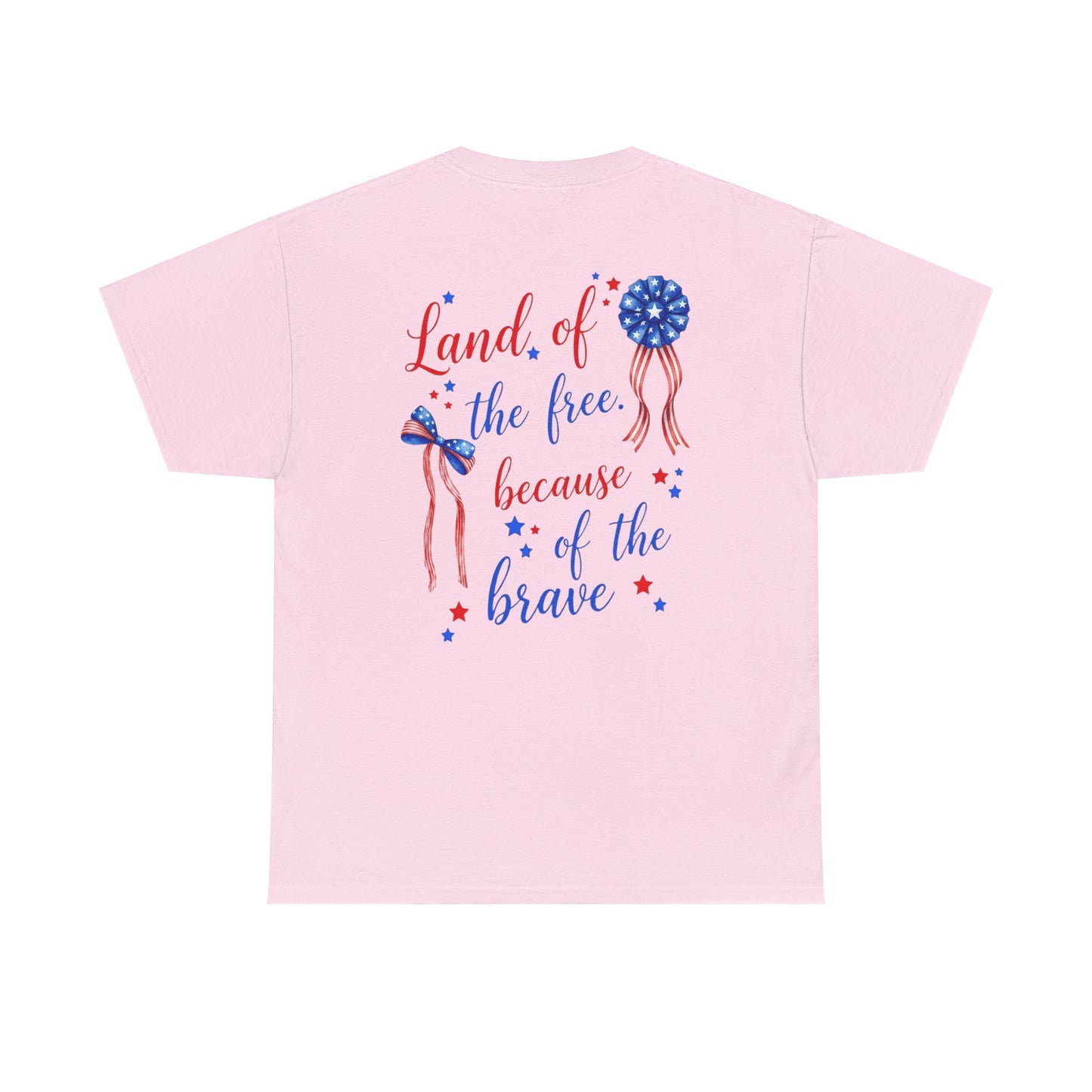 Land of the Free Because of the Brave T-Shirt | Patriotic Ribbon Design