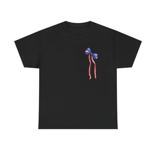 Land of the Free Because of the Brave T-Shirt | Patriotic Ribbon Design