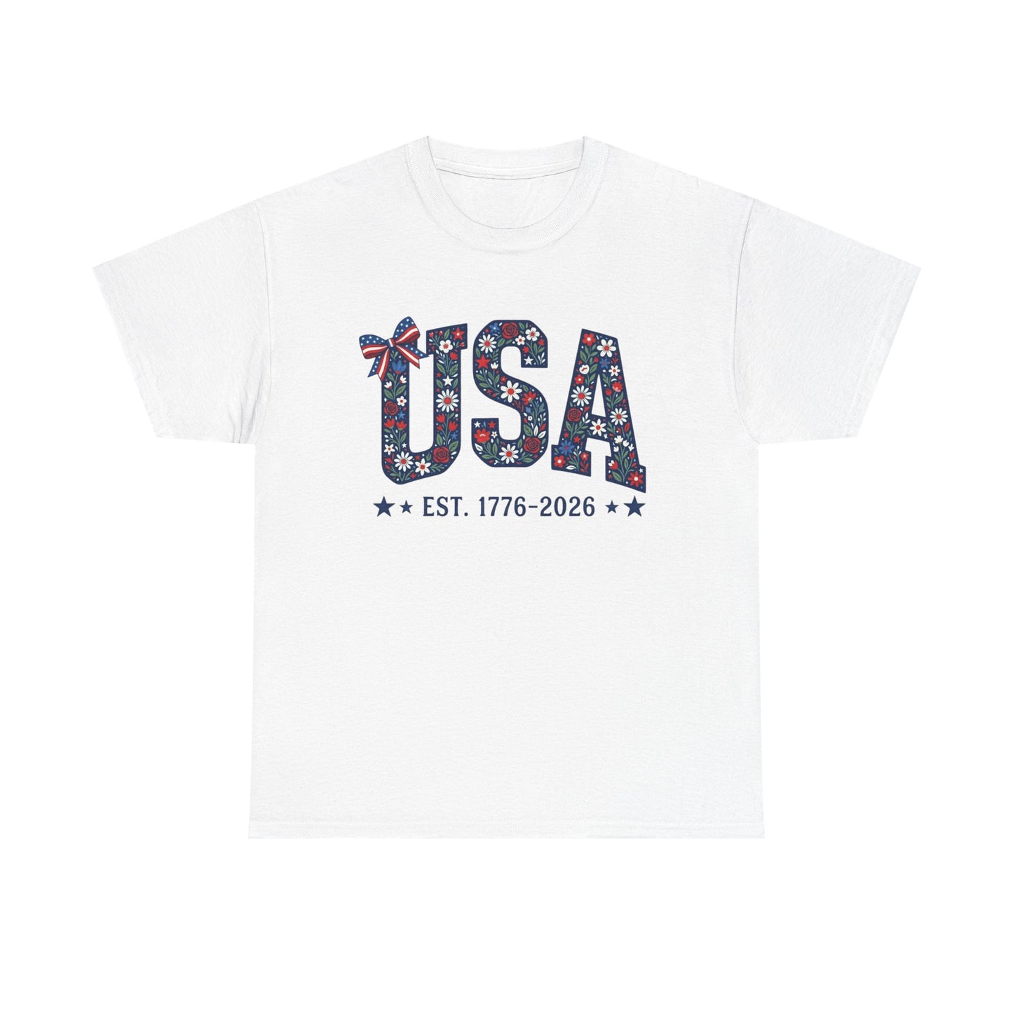 USA Floral Patriotic Tee | EST. 1776 2026