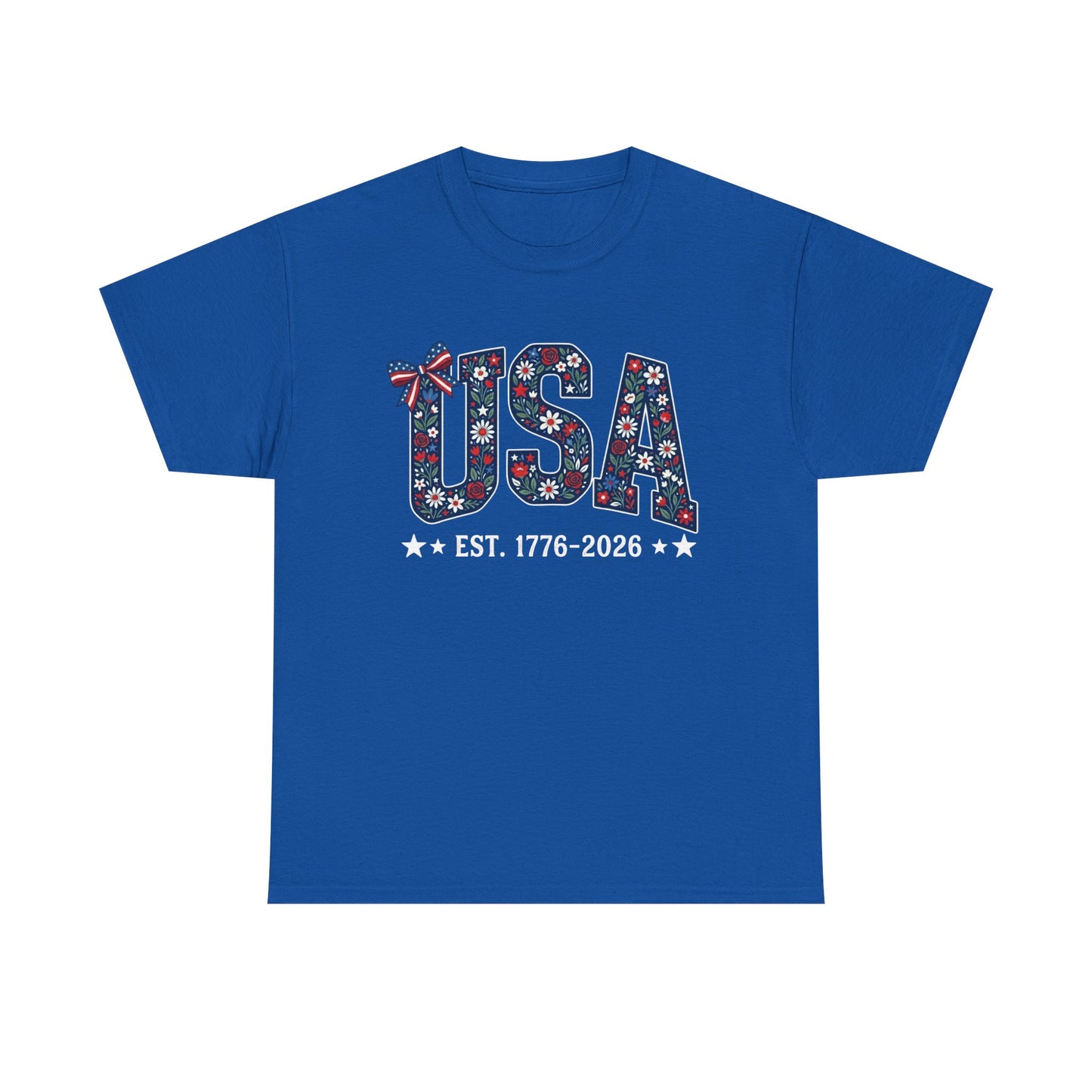 USA Floral Patriotic Tee | EST. 1776 2026