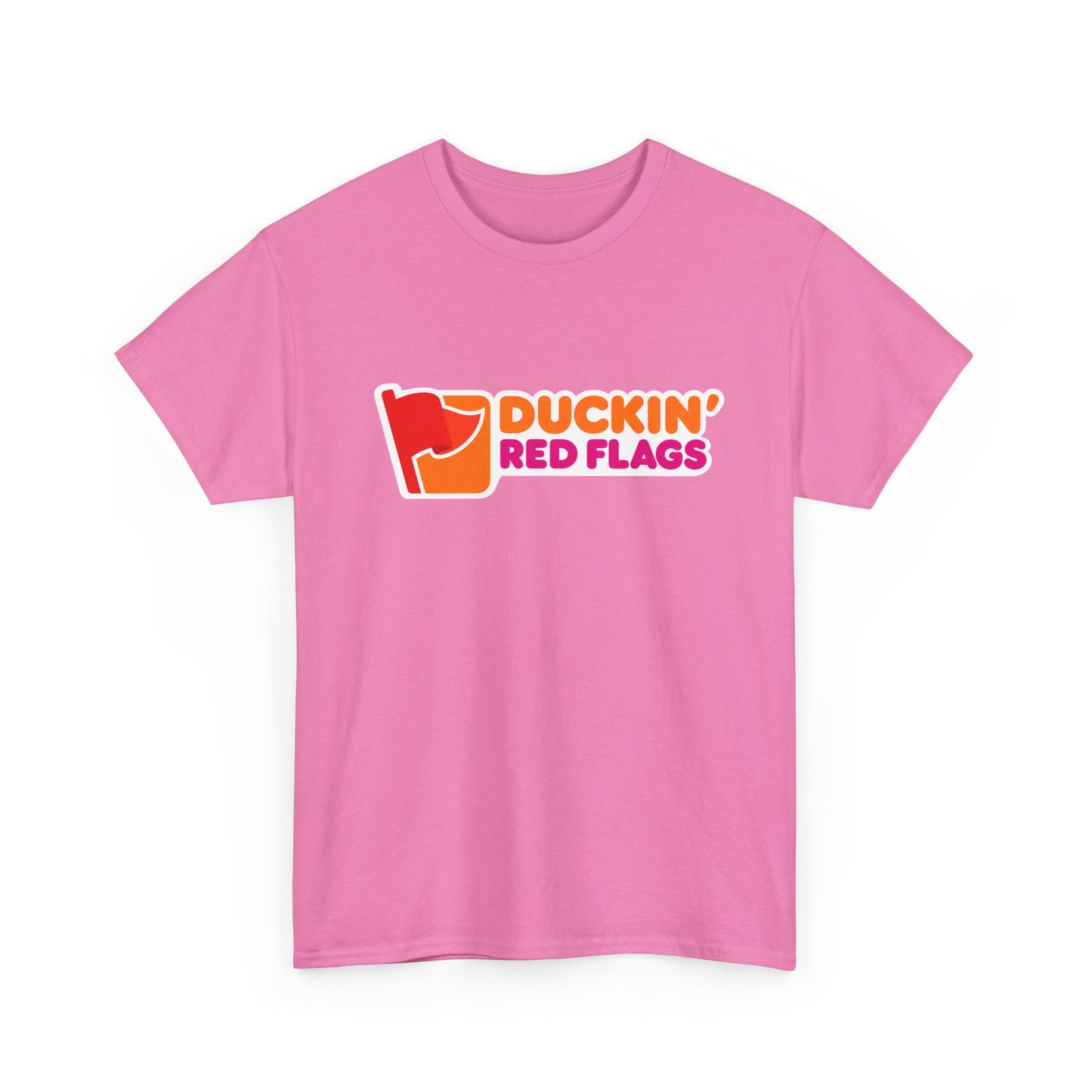 T-Shirt, Duckin' Red Flags Tee, Humorous Cotton T-Shirt, Dunkin Donuts Parody, Gift for Friends, Casual Wear, Spring/Summer Fashion, Trendy Statement Shirt