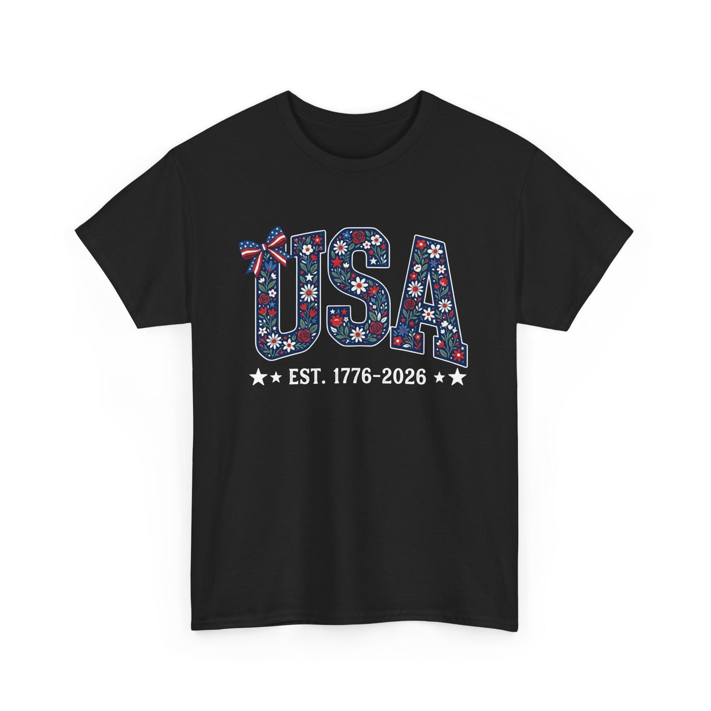 USA Floral Patriotic Tee | EST. 1776 2026