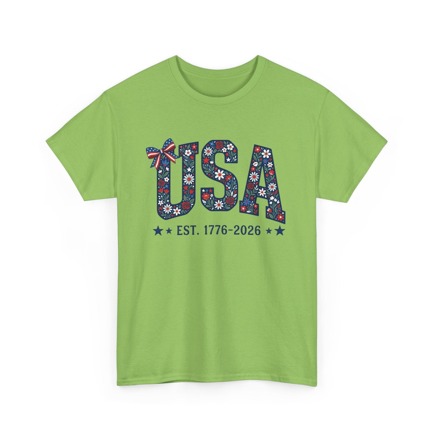 USA Floral Patriotic Tee | EST. 1776 2026