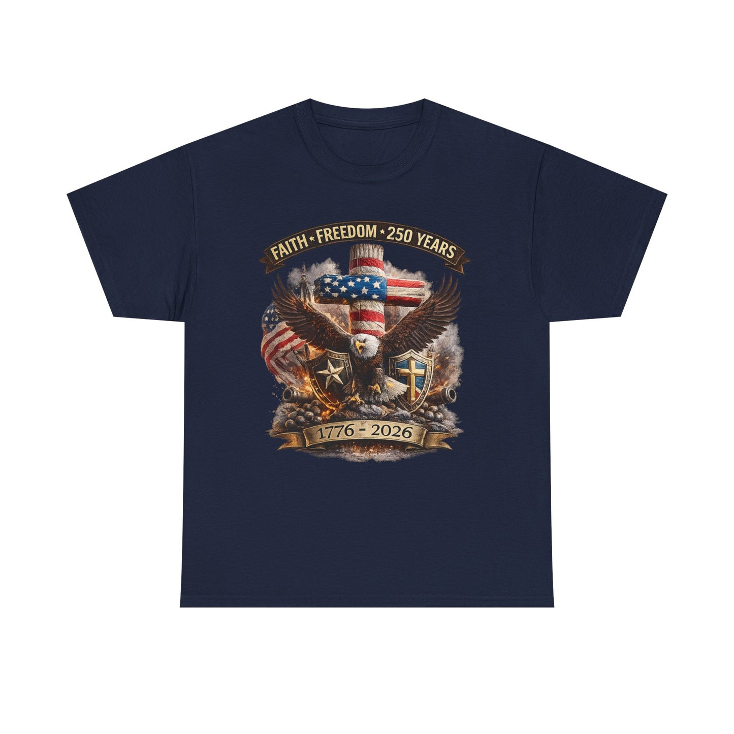 Patriotic Bald Eagle 1776-2026 T-Shirt | American Flag Freedom Tee