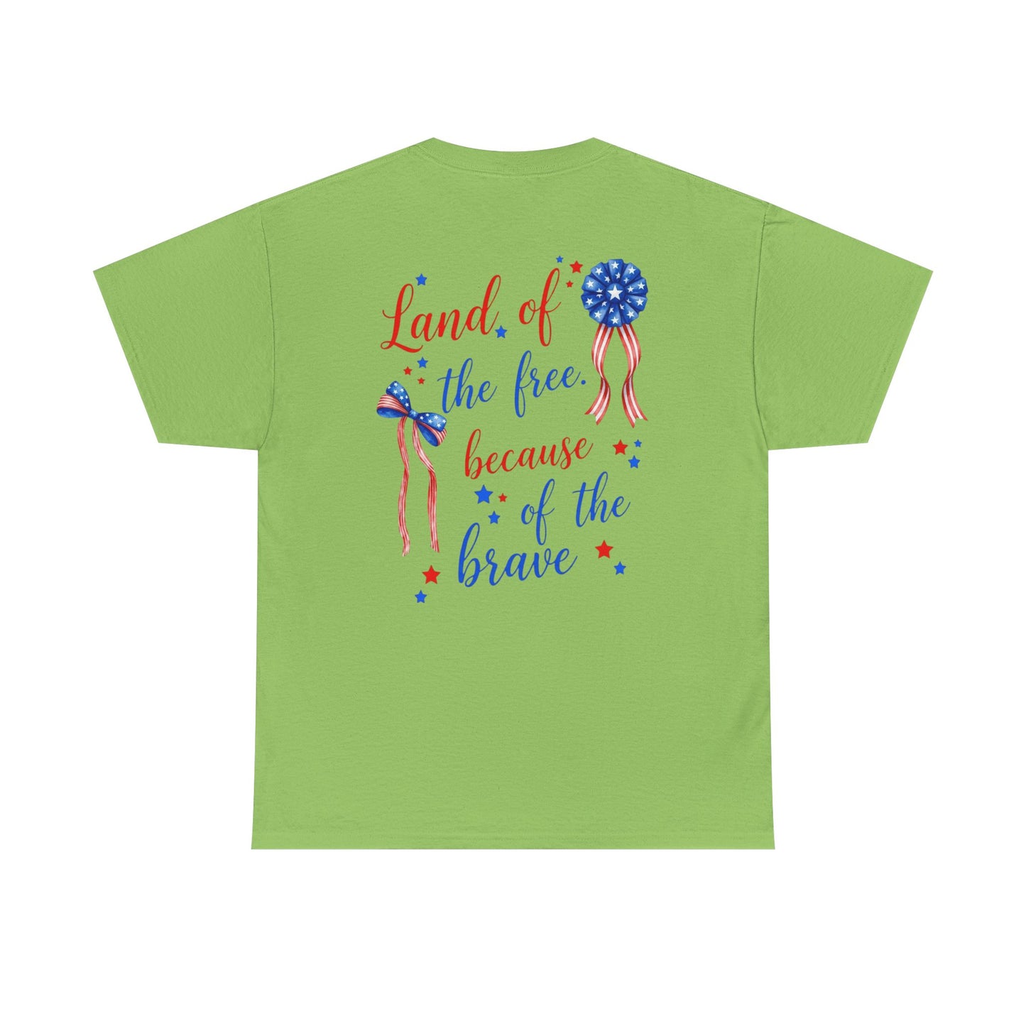 Land of the Free Because of the Brave T-Shirt | Patriotic Ribbon Design