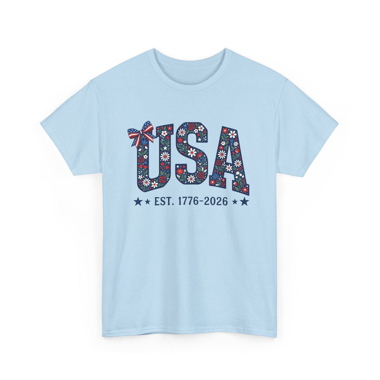 USA Floral Patriotic Tee | EST. 1776 2026