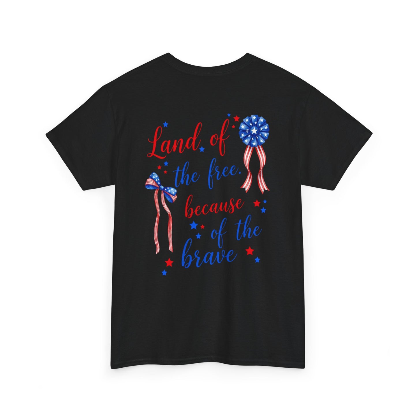Land of the Free Because of the Brave T-Shirt | Patriotic Ribbon Design