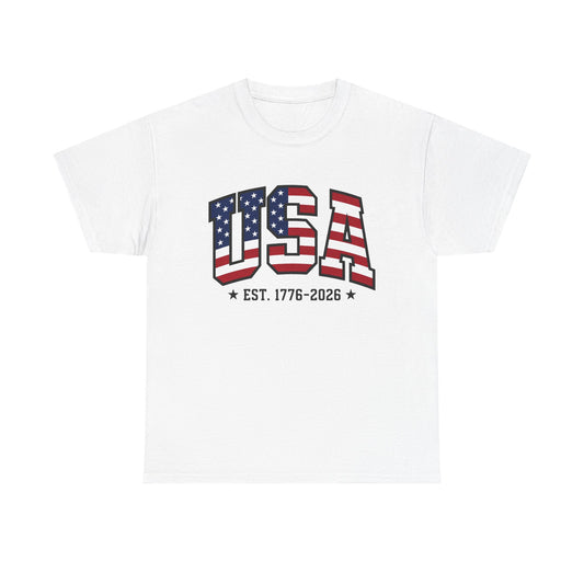 USA Letters T-Shirt | EST. 1776-2026 Patriotic Tee