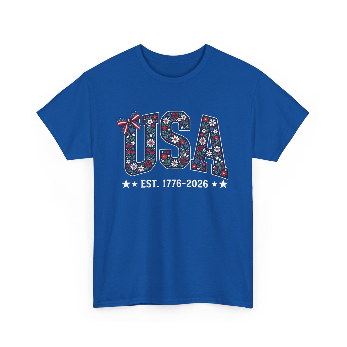 USA Floral Patriotic Tee | EST. 1776 2026