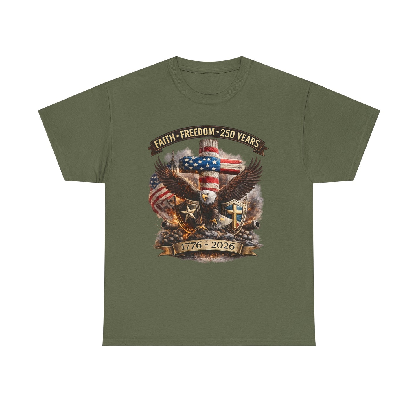 Patriotic Bald Eagle 1776-2026 T-Shirt | American Flag Freedom Tee