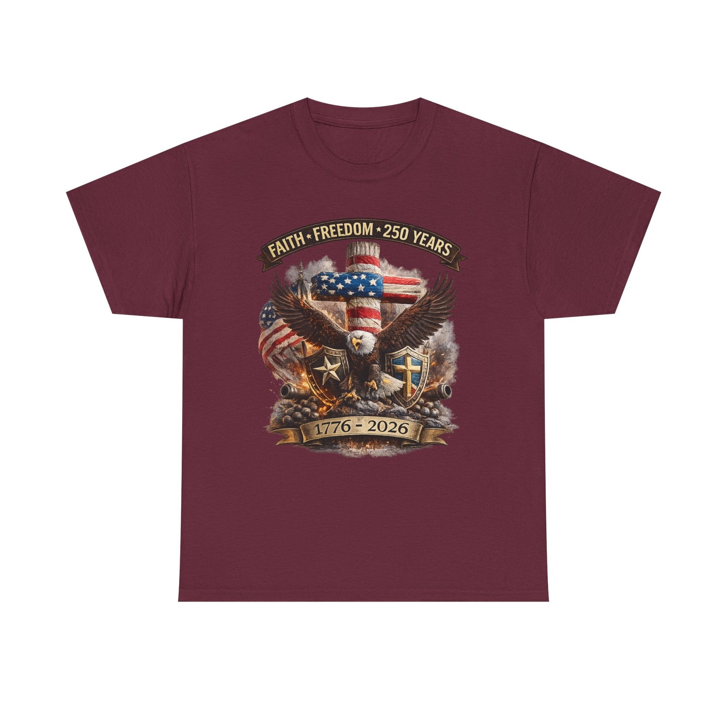 Patriotic Bald Eagle 1776-2026 T-Shirt | American Flag Freedom Tee