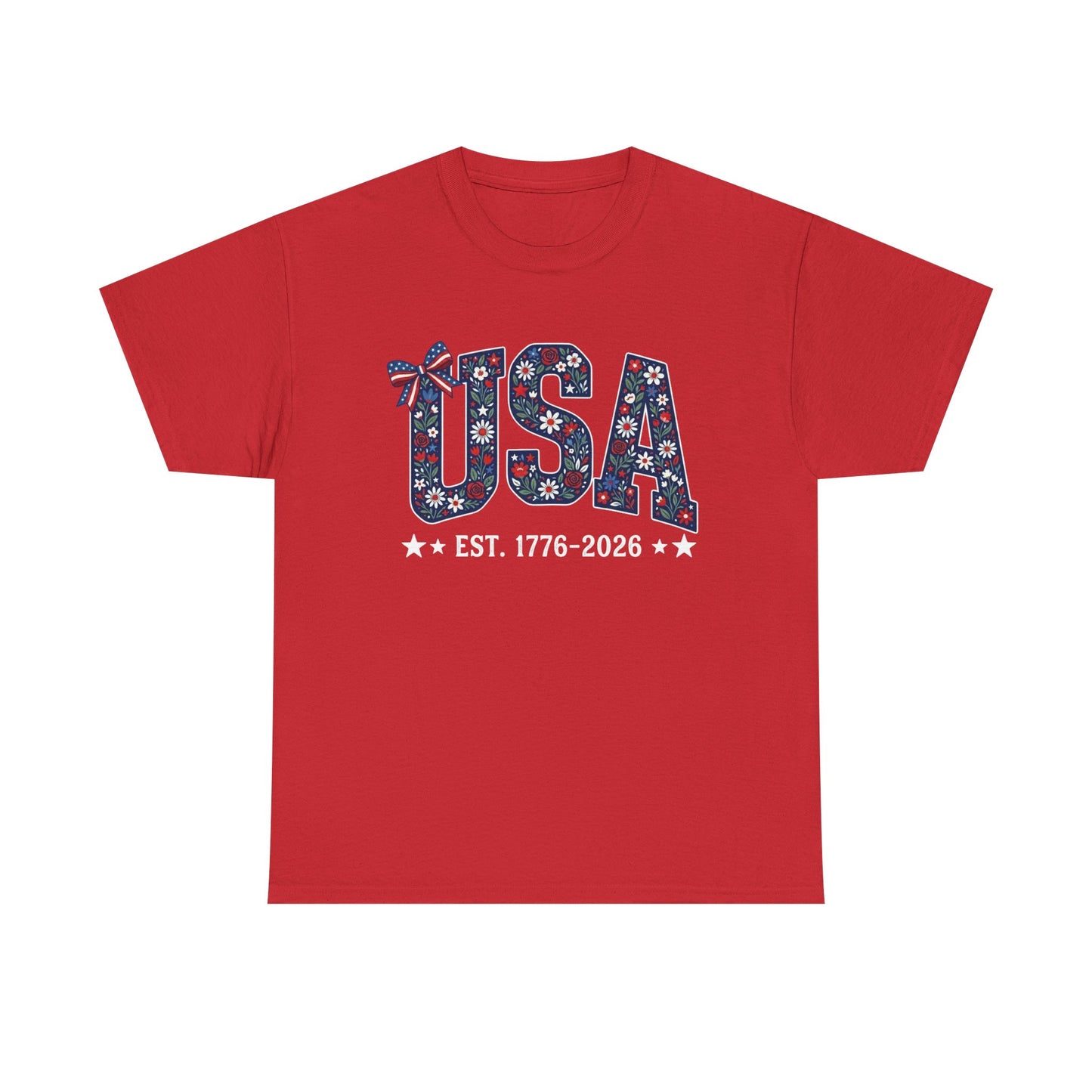 USA Floral Patriotic Tee | EST. 1776 2026