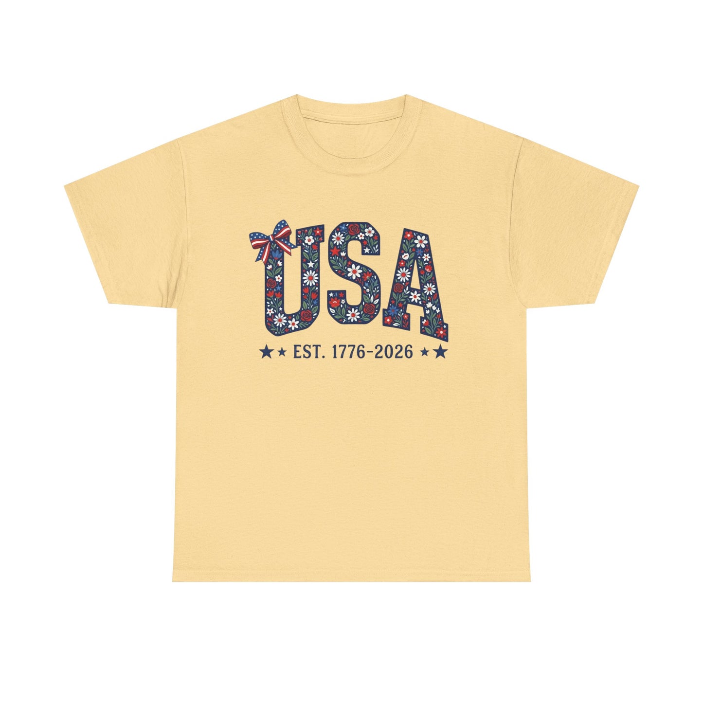 USA Floral Patriotic Tee | EST. 1776 2026