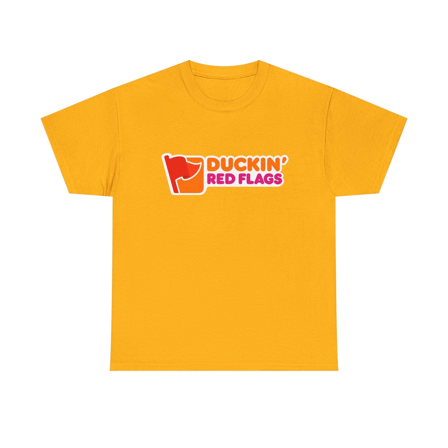 T-Shirt, Duckin' Red Flags Tee, Humorous Cotton T-Shirt, Dunkin Donuts Parody, Gift for Friends, Casual Wear, Spring/Summer Fashion, Trendy Statement Shirt