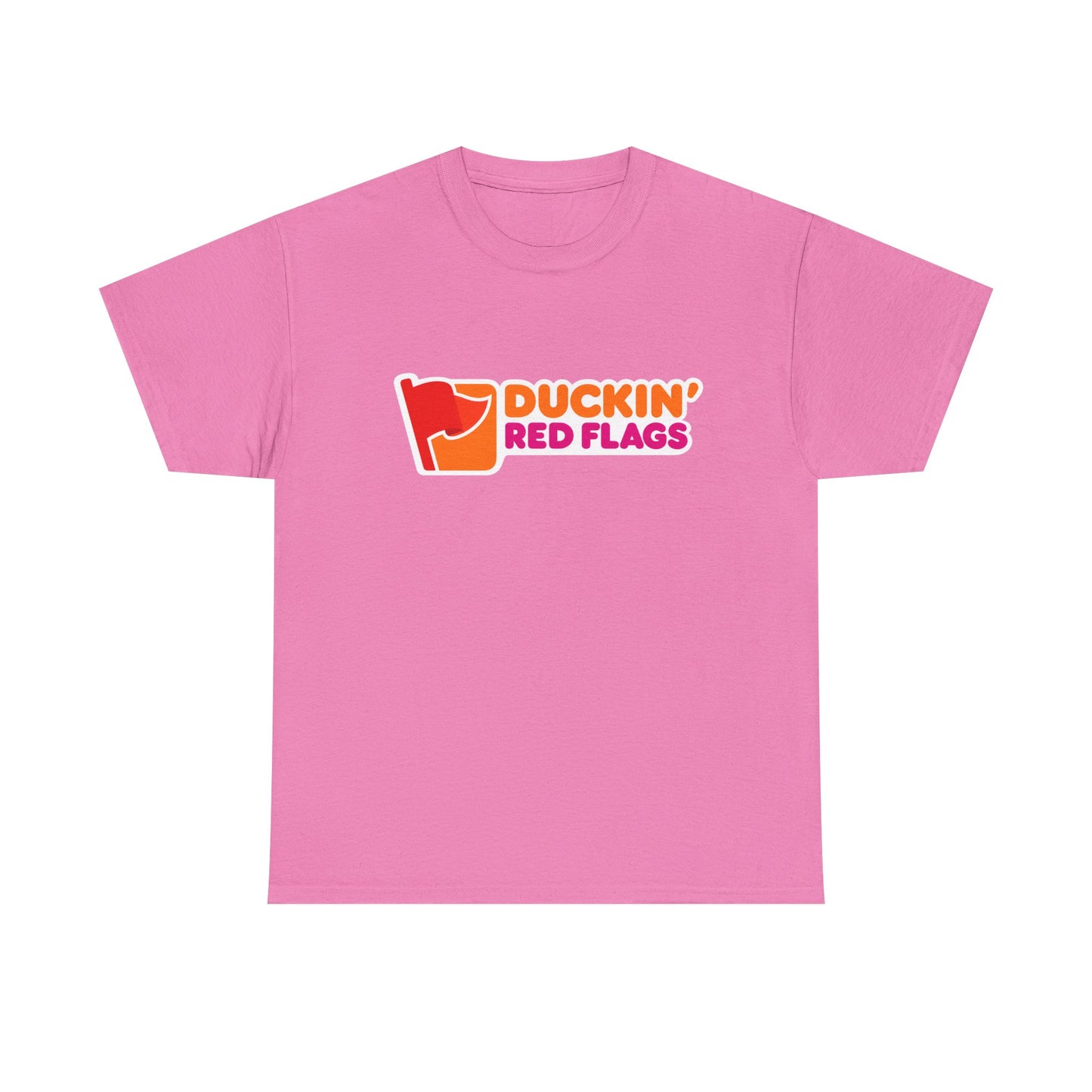 T-Shirt, Duckin' Red Flags Tee, Humorous Cotton T-Shirt, Dunkin Donuts Parody, Gift for Friends, Casual Wear, Spring/Summer Fashion, Trendy Statement Shirt