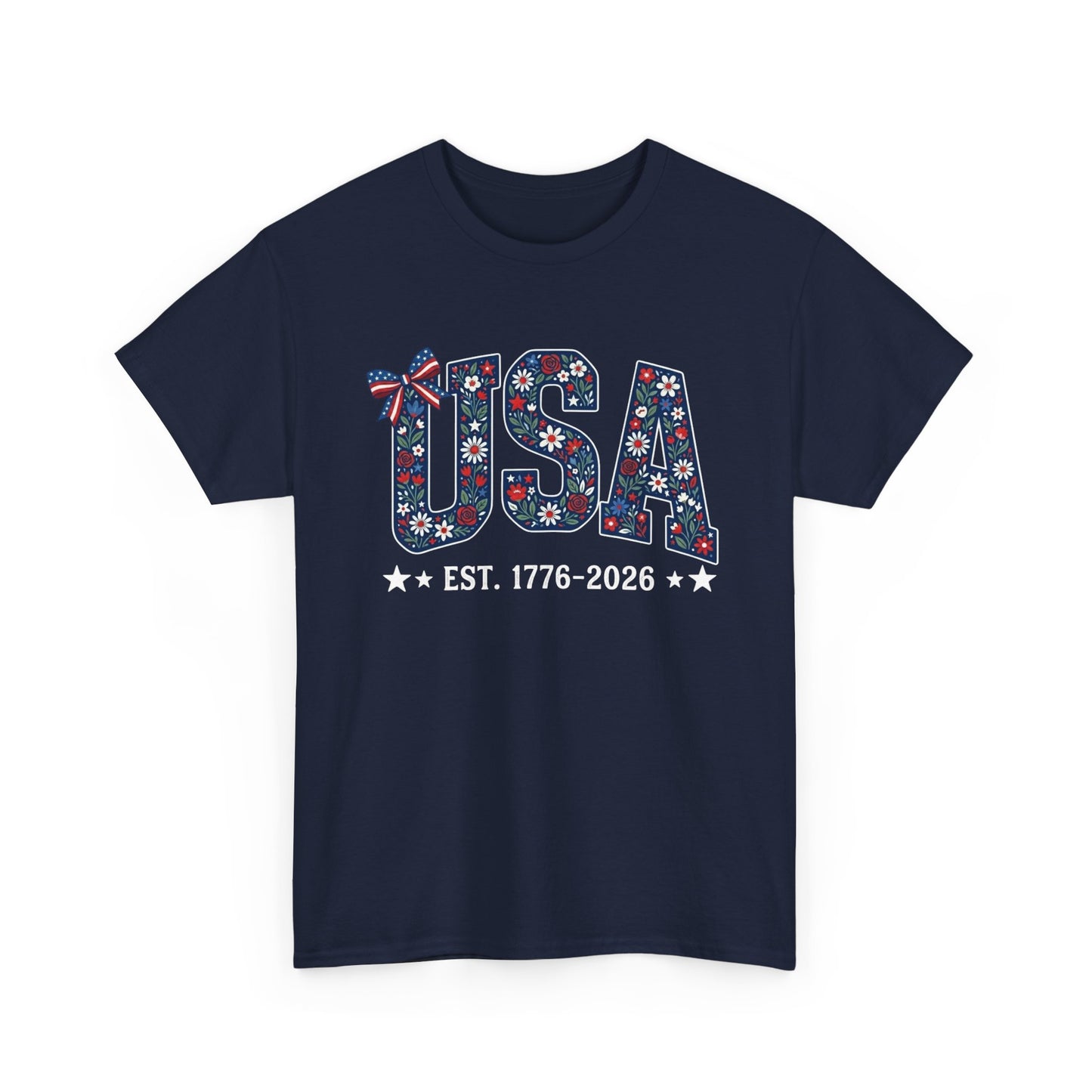 USA Floral Patriotic Tee | EST. 1776 2026