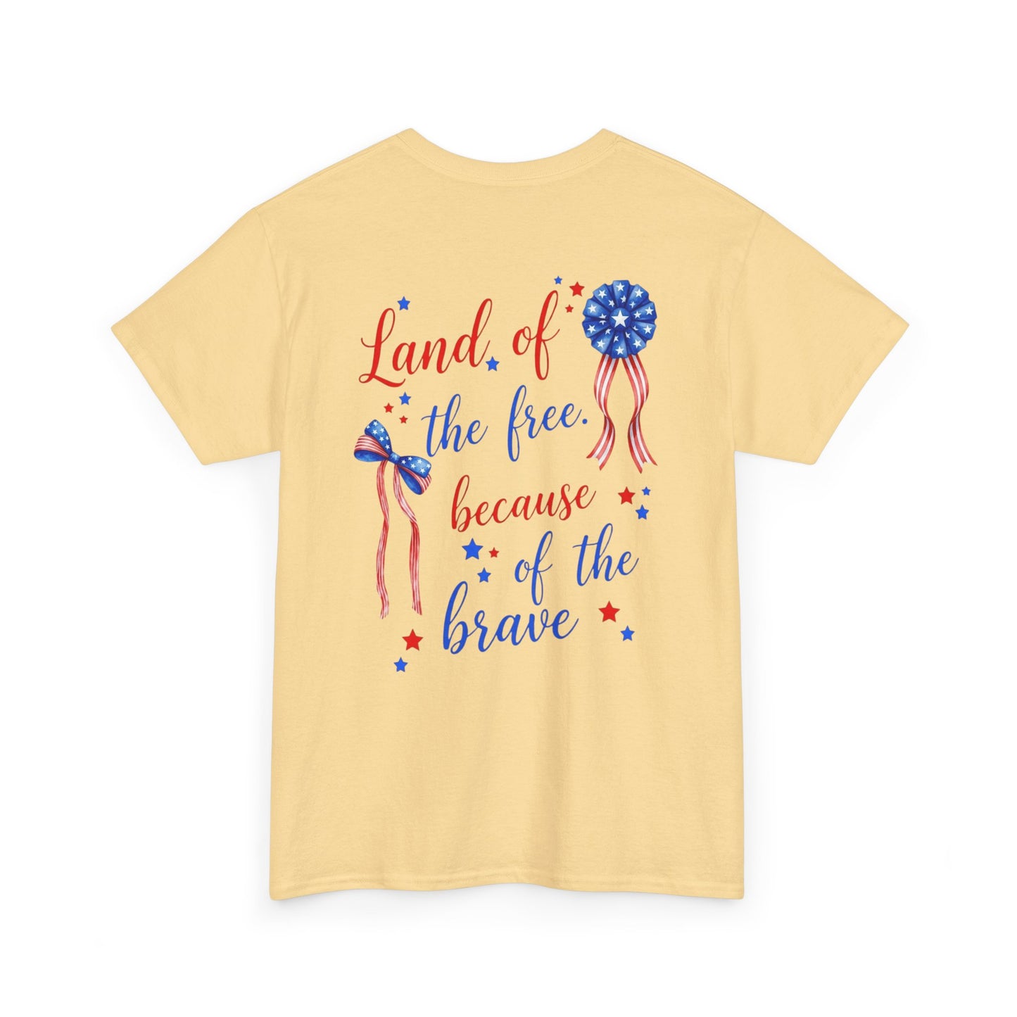 Land of the Free Because of the Brave T-Shirt | Patriotic Ribbon Design