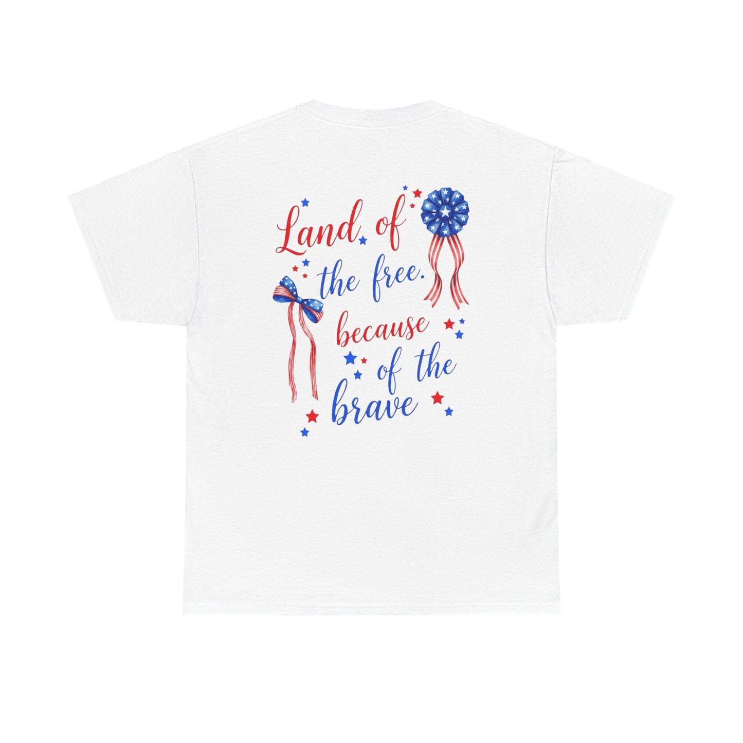 Land of the Free Because of the Brave T-Shirt | Patriotic Ribbon Design