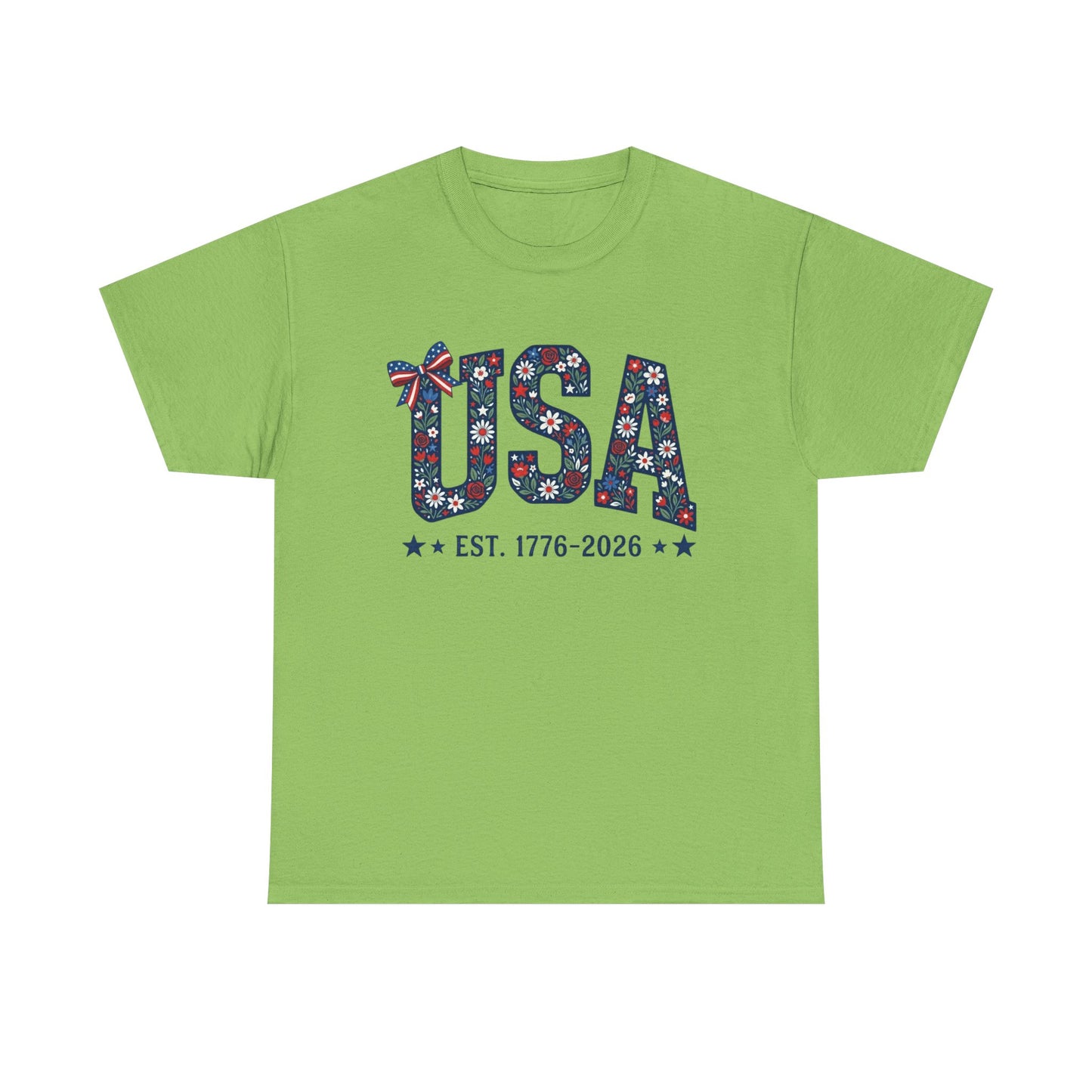 USA Floral Patriotic Tee | EST. 1776 2026