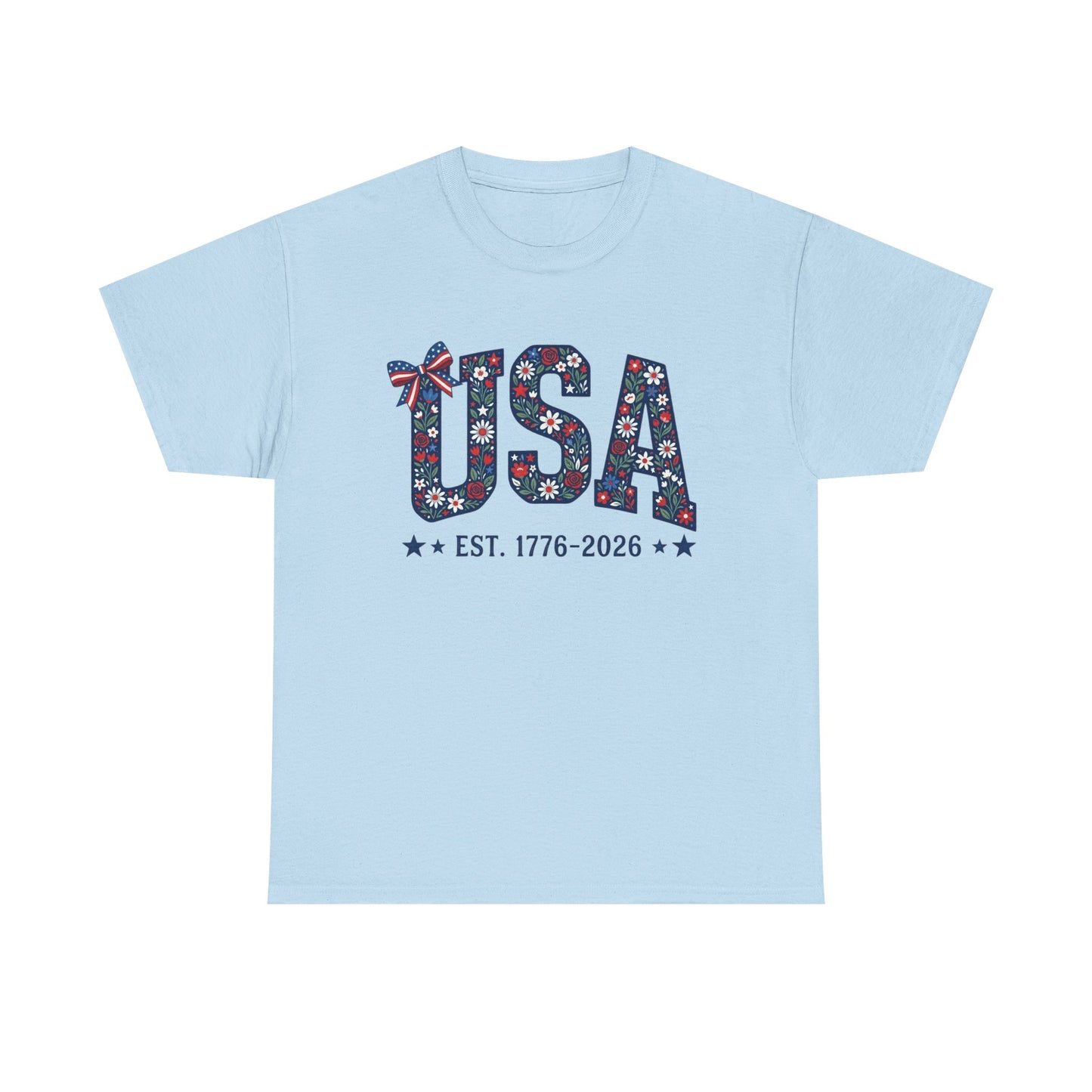 USA Floral Patriotic Tee | EST. 1776 2026