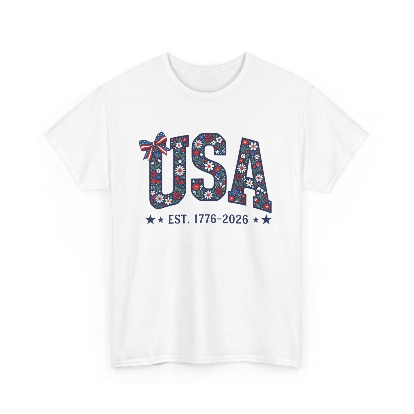 USA Floral Patriotic Tee | EST. 1776 2026