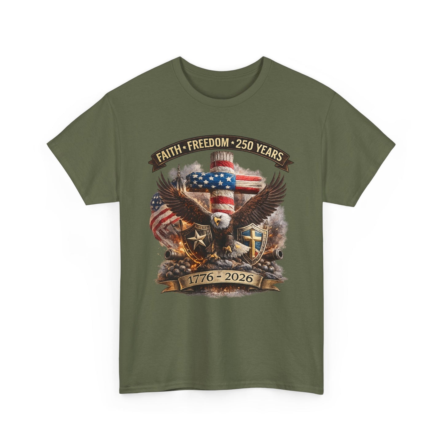 Patriotic Bald Eagle 1776-2026 T-Shirt | American Flag Freedom Tee