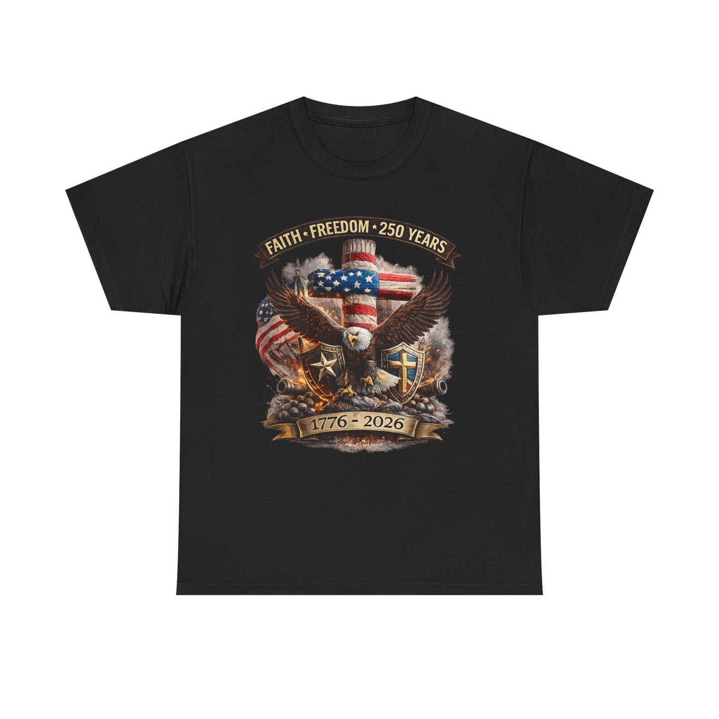 Patriotic Bald Eagle 1776-2026 T-Shirt | American Flag Freedom Tee