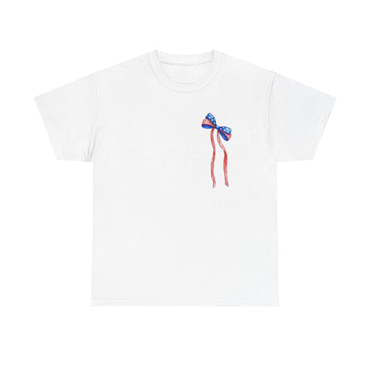 Land of the Free Because of the Brave T-Shirt | Patriotic Ribbon Design