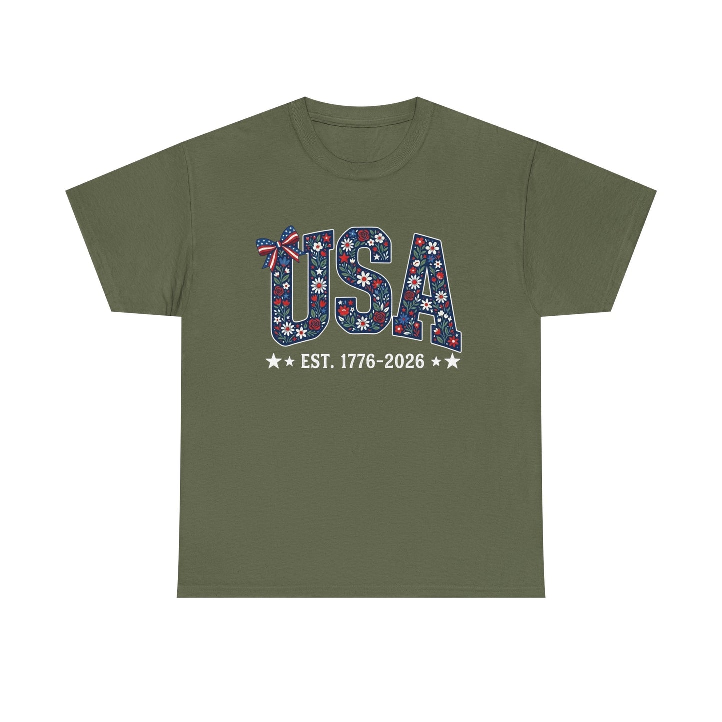 USA Floral Patriotic Tee | EST. 1776 2026
