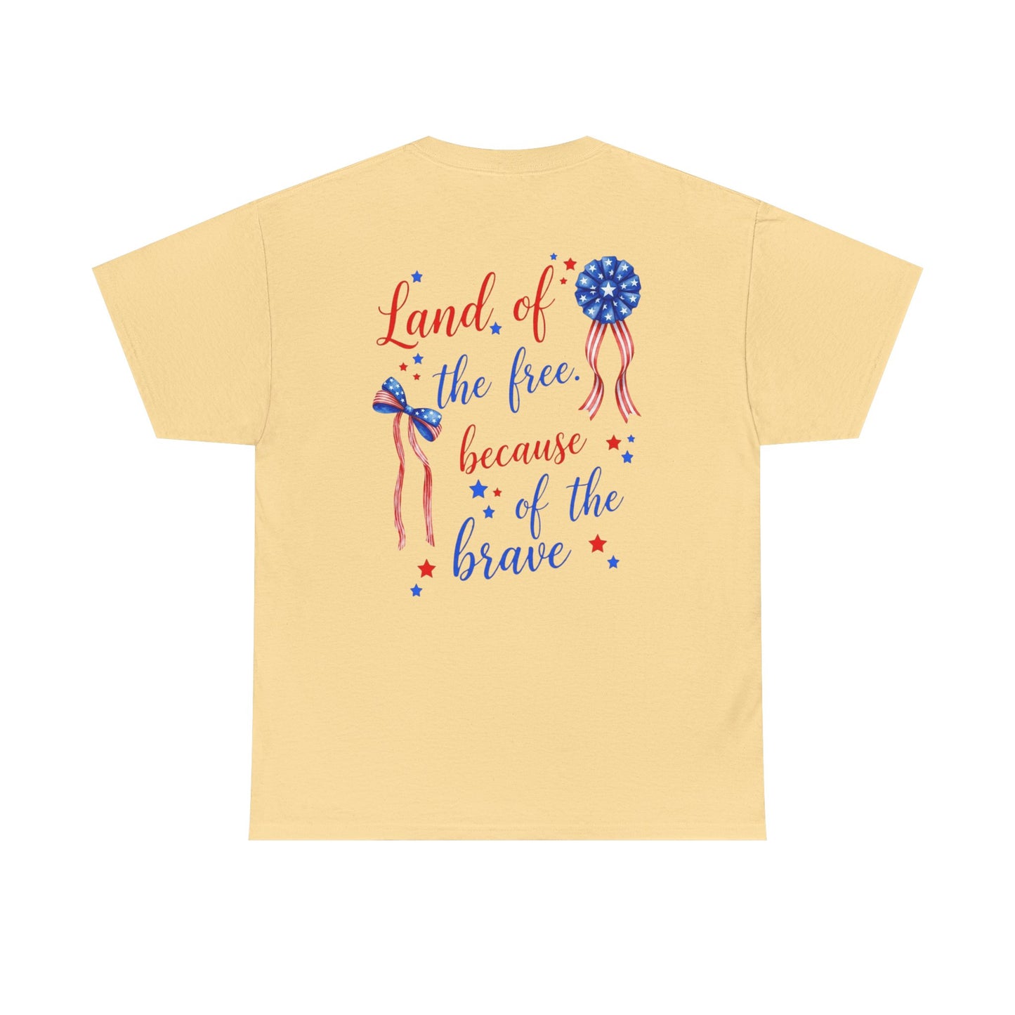 Land of the Free Because of the Brave T-Shirt | Patriotic Ribbon Design